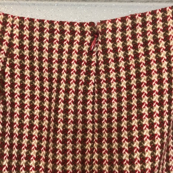 Ann Taylor LOFT skirt women's size 10P petite red brown hounds tooth wool EUC - Picture 5 of 9